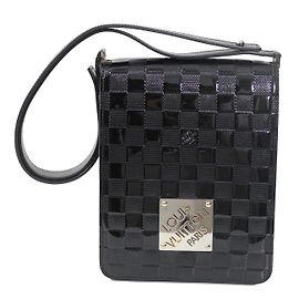 Borsa a tracolla Louis Vuitton Club Damier Nero Laccato