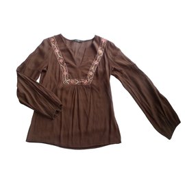 Blusa Sandro Marrón de Viscosa Talla 38