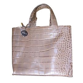 Borsa Furla in pelle croco color cammello