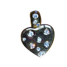 Pendentif Yves Saint Laurent Plaqué Or et Strass