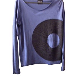 American Retro T-Shirt aus Baumwolle blau langarm