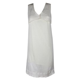 Vestido Sandro Color Crema de Lino y Seda