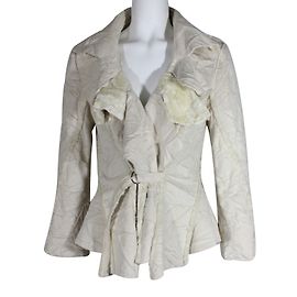 Autre Marque Helena Sorel Jacke Ecru Knitter Wildleder Optik