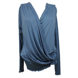 Autre Marque Sisley Top blau im Wickelstil XS