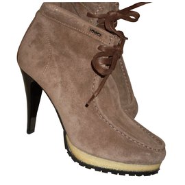 Pinko Ankle Boots Beige Deerskin