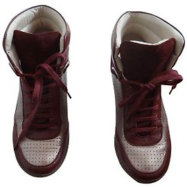 Sneakers Sandro in pelle bordeaux e oro taglia 36