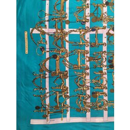 Sciarpa Hermès in jersey di seta blu 90x90cm