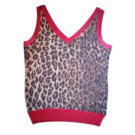 Dolce & Gabbana Ärmelloses Top Leopardenmuster Baumwolle
