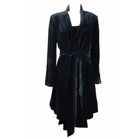 Autre Marque Nathalie Garçon Kleid und Cardigan Set Grün Samt