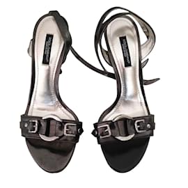 Dolce & Gabbana Silver Leather Sandals 37