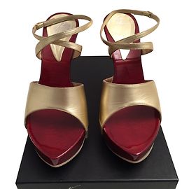 Sandali con zeppa Giuseppe Zanotti Pelle Oro Pallido