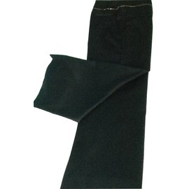 Céline Black Wool Flannel Pants with Gold Chain