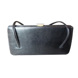 Handtasche aus schwarzem Eidechsenleder - Autre Marque