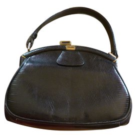 Handtasche aus schwarzem Eidechsenleder - Autre Marque