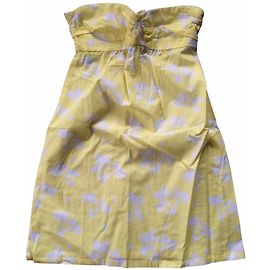 Autre Marque Abito bustier Princesse Tam Tam giallo con motivo palme in cotone 38