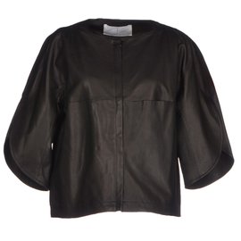 Chaqueta de piel de cordero negra Thakoon Addition