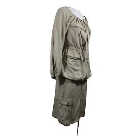 Autre Marque Completo JPG Jeans Beige Stile Militare Top e Gonna Lunga Viscosa