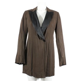Lolita Lempicka Brauner Blazer mit schwarzem Satinkragen