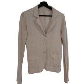Chaqueta Majestic de lino y seda beige