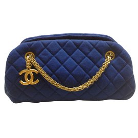 Borsa a mano Mademoiselle Chanel Blu Jersey