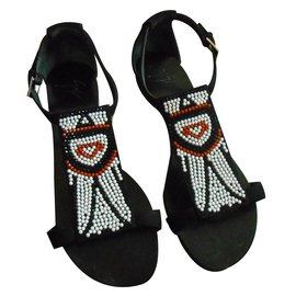 Sandali Giuseppe Zanotti in pelle di cervo nera