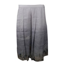 Falda plisada Agnès b. de lino gris