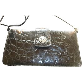 Pochette Charles Jourdan Croco Nera in Pelle Esotica