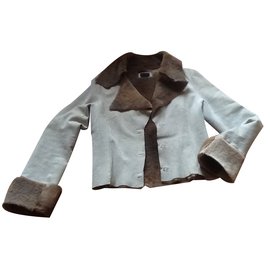 Pinko Lammfelljacke Beige Größe 2
