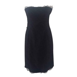 Robe bustier en dentelle noire Yves Saint Laurent