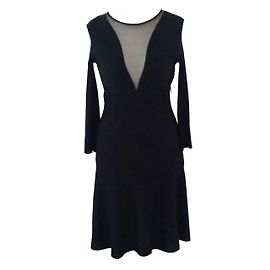 Christian Dior Kleid aus schwarzer Viskose mit tiefem Ausschnitt