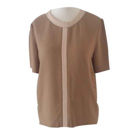 Top Chloé beige de viscosa de manga corta