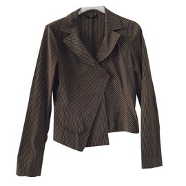 Chaqueta asimétrica One step Spencer marrón algodón