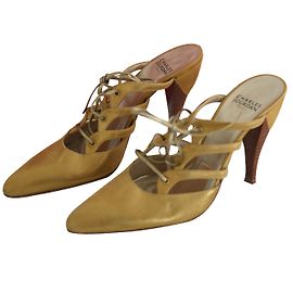 Charles Jourdan Wildleder Pantoletten Gold Größe 37
