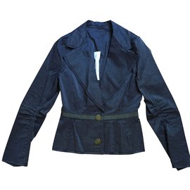 Lanvin Jacke aus blauer Seide mit Streifen
