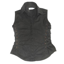 Camisa sin mangas Moschino negra de algodón