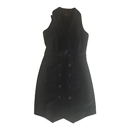 Vestito nero senza maniche a doppio petto John Richmond