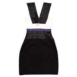 Vestido Bodycon Markus Lupfer Negro con Rayas Azules