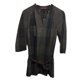 Comptoir Des Cotonniers Graue Tartan Tunika mit Gürtel