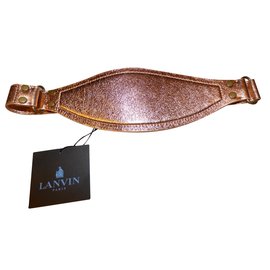 Lanvin Breiter Ledergürtel in Rosa Metallic