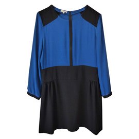 Blaues und schwarzes Seidenkleid von Pablo De Gerard Darel