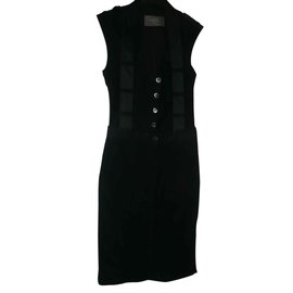 Vestido Alexander McQueen de algodón negro efecto terciopelo