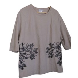Carven Besticktes Baumwoll-Top Ecru Größe L