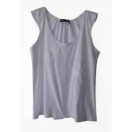 Canotta bianca in cotone ricamata Sonia Rykiel M