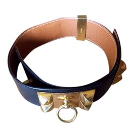 Cinturón Hermès Collier de Chien de Cuero Negro
