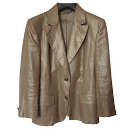 Autre Marque Chaqueta de lino efecto dorado manga 3/4
