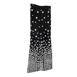Pantalones Andrew GN con flores bordadas de lana negro