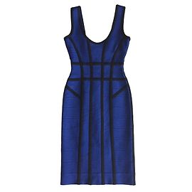 Herve Leger Kleid Schwarz Blau Viskose Polyamid XS