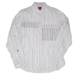 Camisa D&G de algodón gris con rayas y cuadros