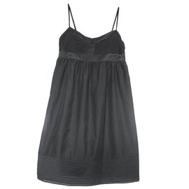 Les Petites Schwarzes Kleid aus Seide und Baumwolle Empire-Taille