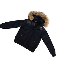 Abrigo azul Teddy Smith para niño de poliamida con capucha de piel desmontable